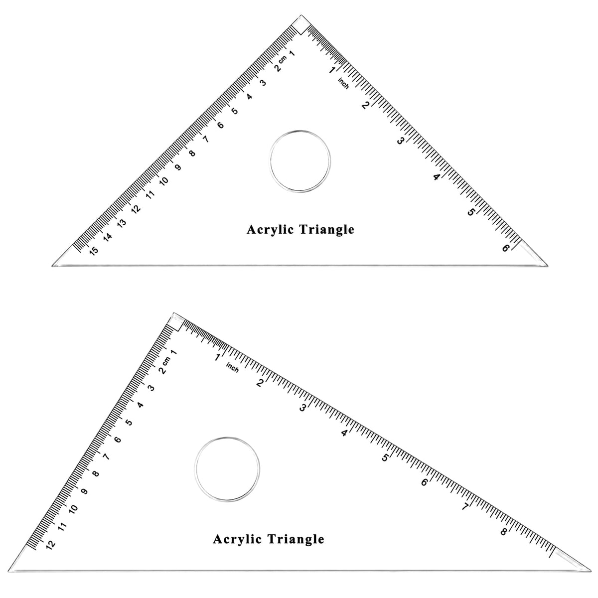 Coopay Large Triangle Ruler Set, Clear Acrylic, 30/60 and 45/90 Degrees