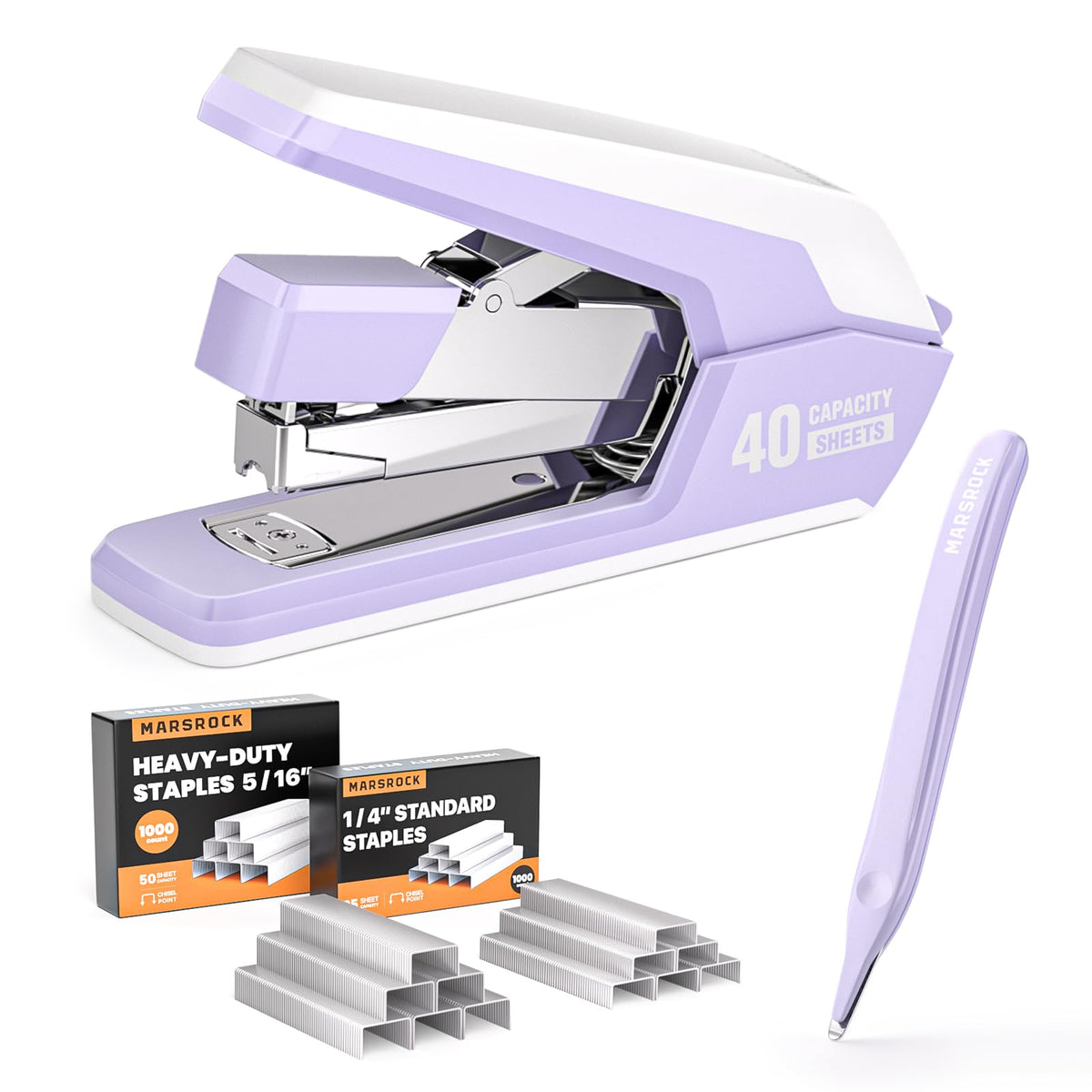 Marsrock Heavy Duty Stapler for Desk with 40-50 Sheet, 2000 Staples, Red