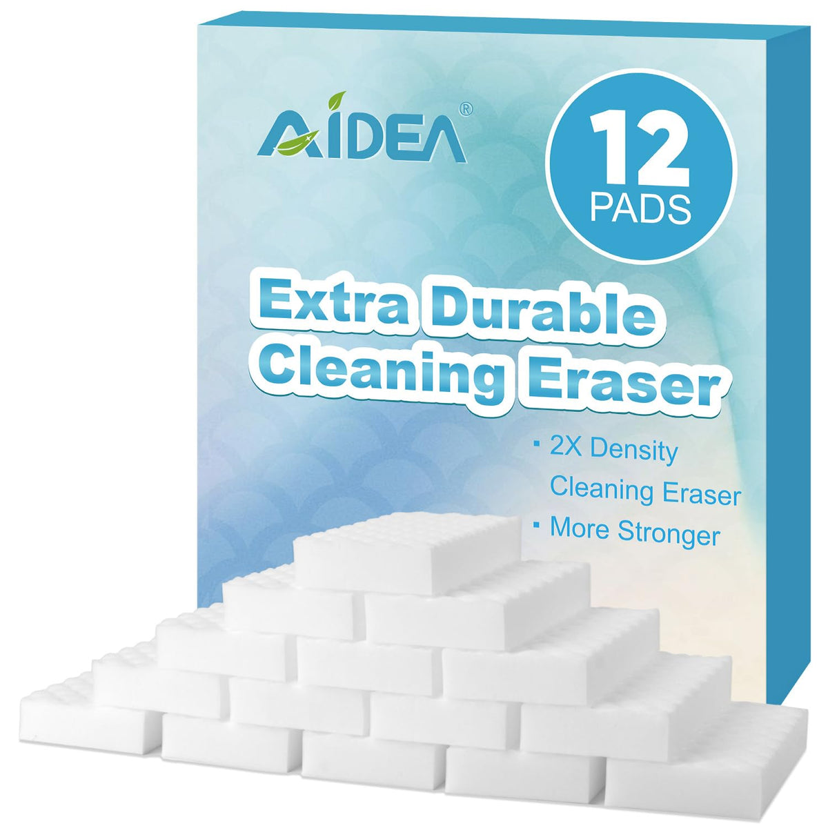 AIDEA Magic Sponges Cleaning Eraser, 2X Density Stronger Sponge for Household, Powerful Scrubber Foam Pads, Multi-Surface Cleaning Supplies for Kitchen, Furniture, Bathroom, Sink, Wall, 48 Pads