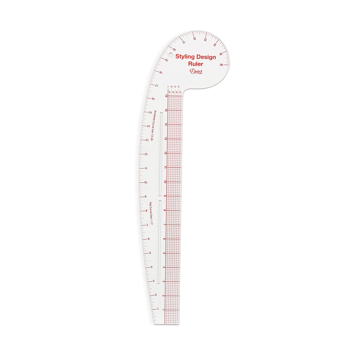 Dritz Styling Design Ruler, Curved and Straight Edge, Clear