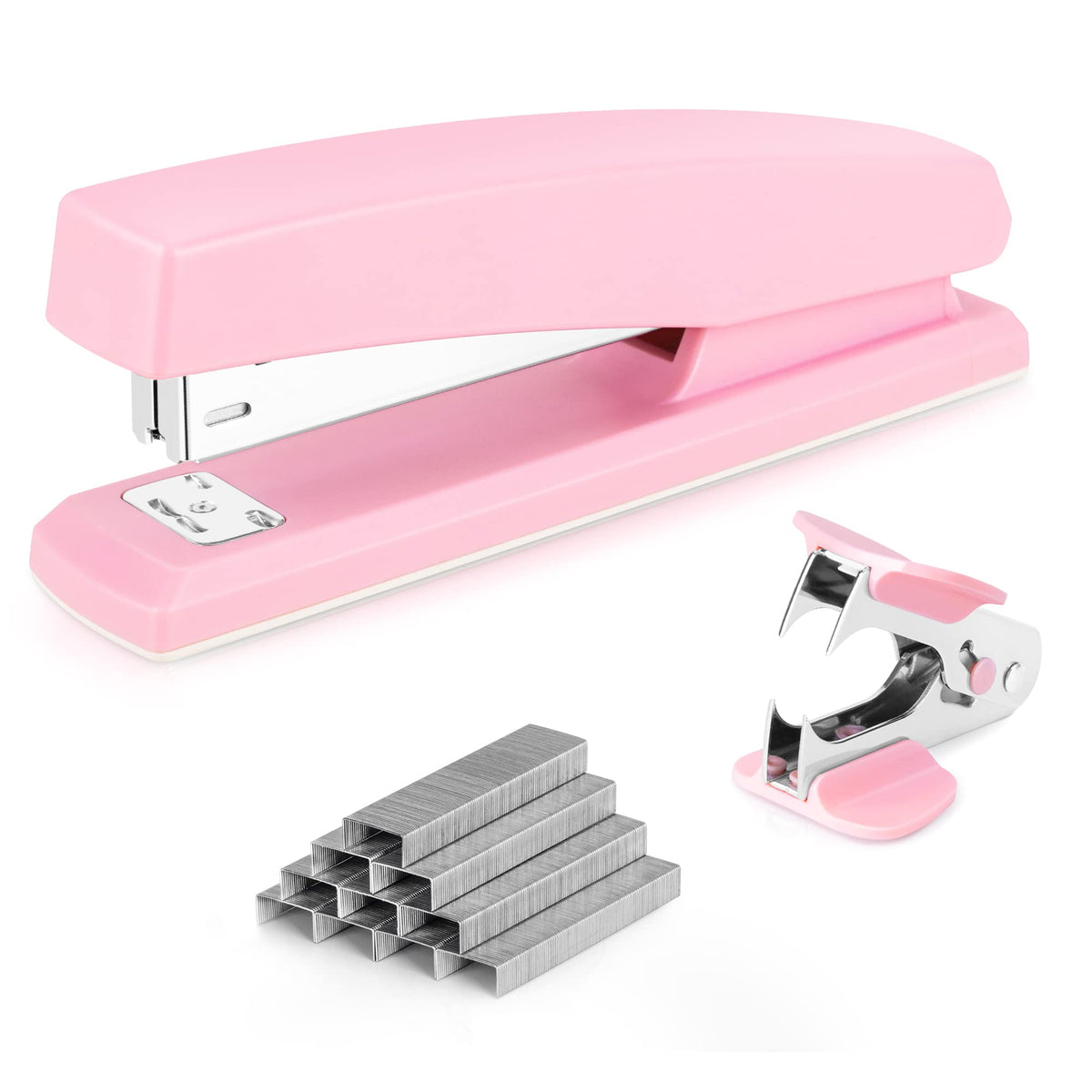 Deli Stapler, 2000 Staples and 2 Staple Removers, 2 Pack, White