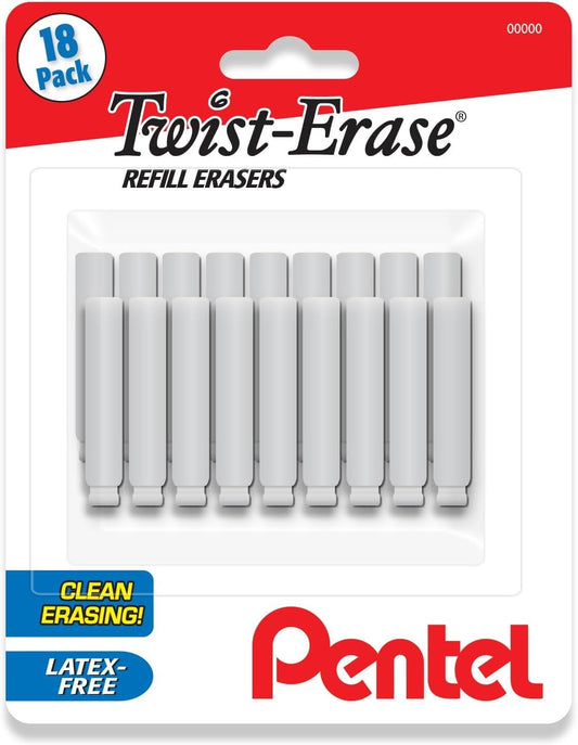 Pentel Twist Erase Refill Erasers, Pack of 18