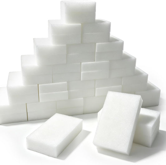 100 Pack Magic Sponges Cleaning Erasers, Bulk Melamine Foam Sponges for Long-Lasting Home Cleaning, Durable Cleaner Erasers for Bathtub, Floor, Baseboard, Bathroom & Wall Grime Removal