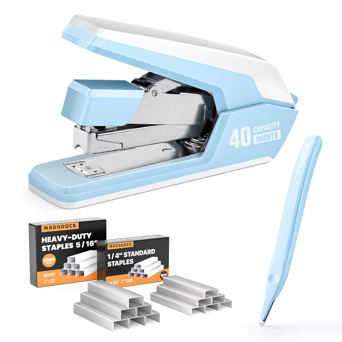 Marsrock Heavy Duty Stapler for Desk with 40-50 Sheet, 2000 Staples, Red