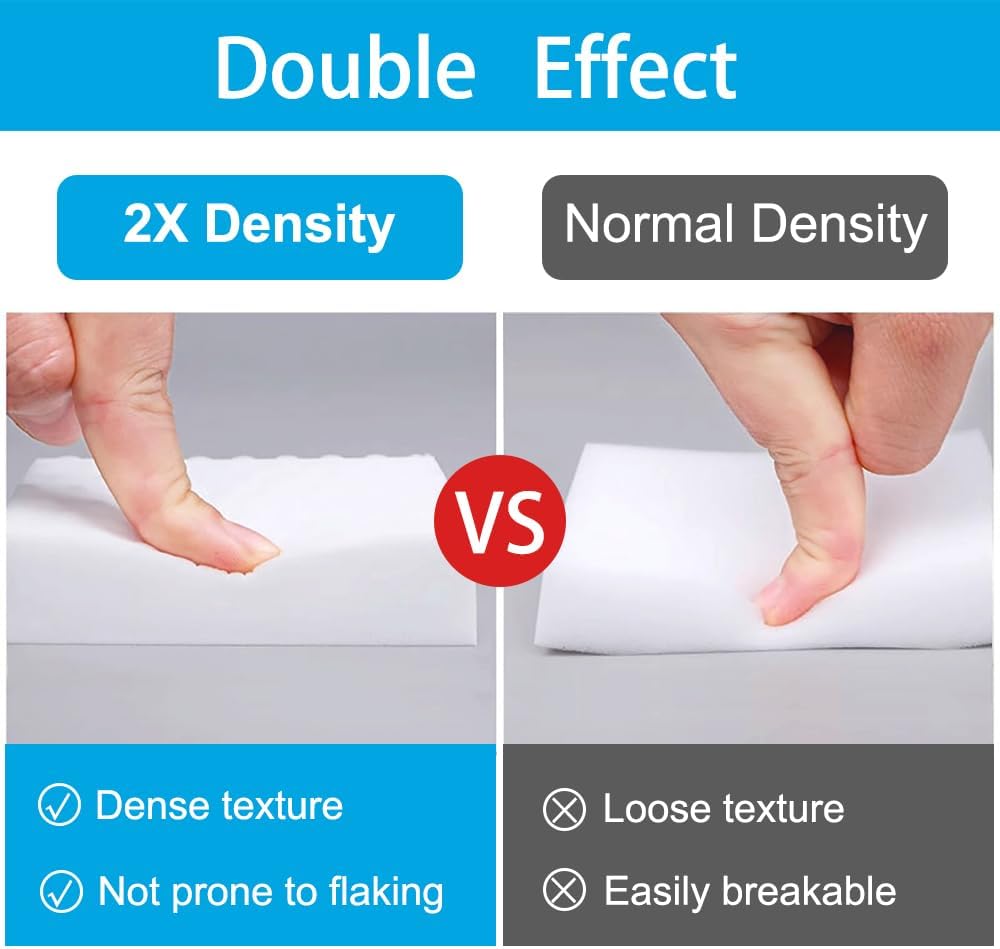 SmilinFit Magic Sponge Erasers, 20 Pack 2X Density Stronger Melamine Sponge Foam Pads, Multi-Functional Household Cleaning Supplies Cleaner for Kitchen, Bathroom, Bathtub, Sink, Wall Cleaner
