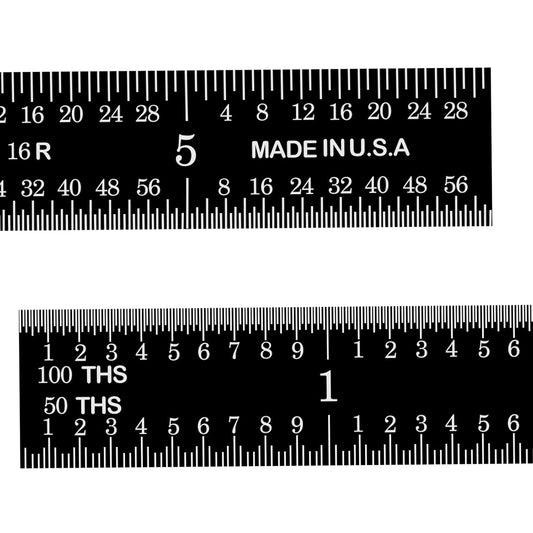 PEC Tools Stainless Steel Ruler Set (6"+12"), High-Contrast Machinist Ruler with Markings 1/32", 1/64", 1/50" and 1/100", Made in USA
