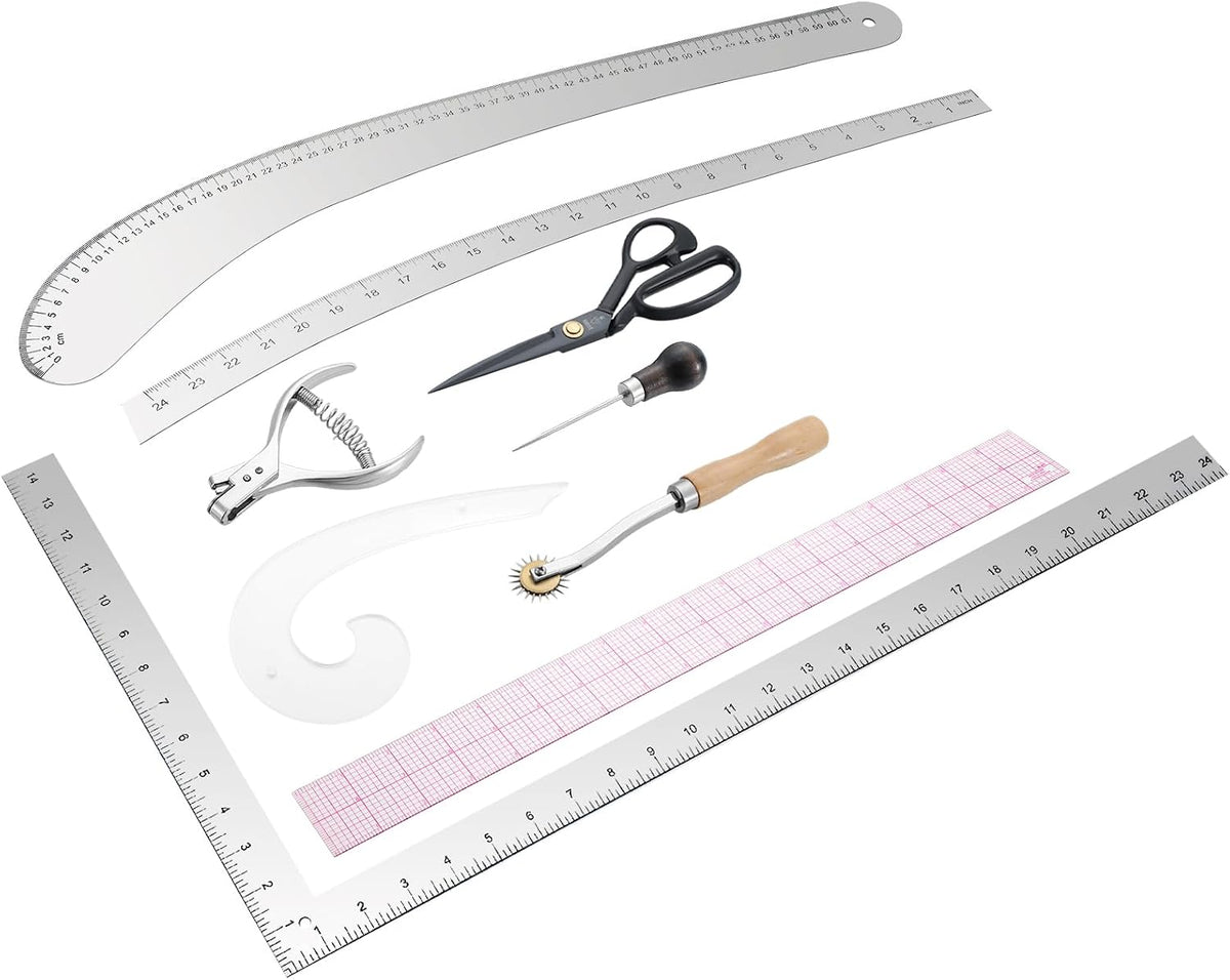 Copkim 9 Pcs Fashion Designer's Tools Kit Fashion Sewing Ruler Set Essential Pattern Making Tools for Sewing, Tailoring & DIY Garment Creation