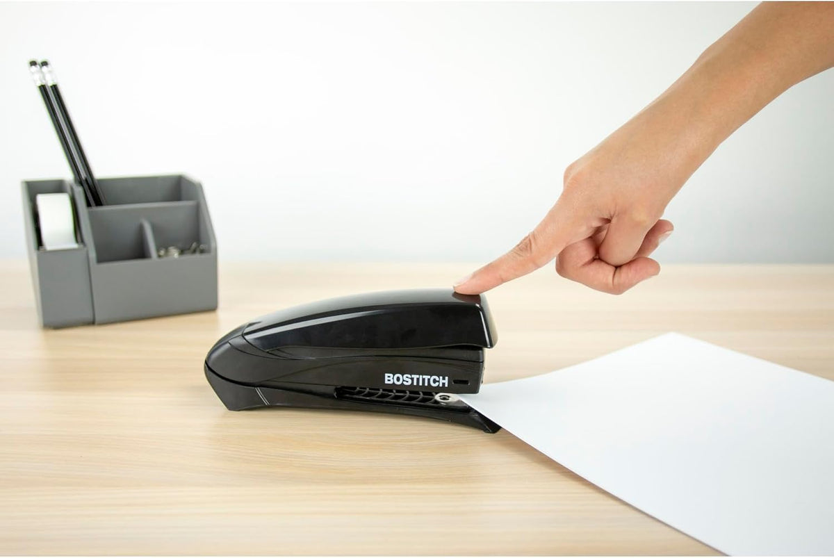 Bostitch Office Inspire 20 Sheet Stapler, One Finger, No Effort, Spring Powered Stapler, Black
