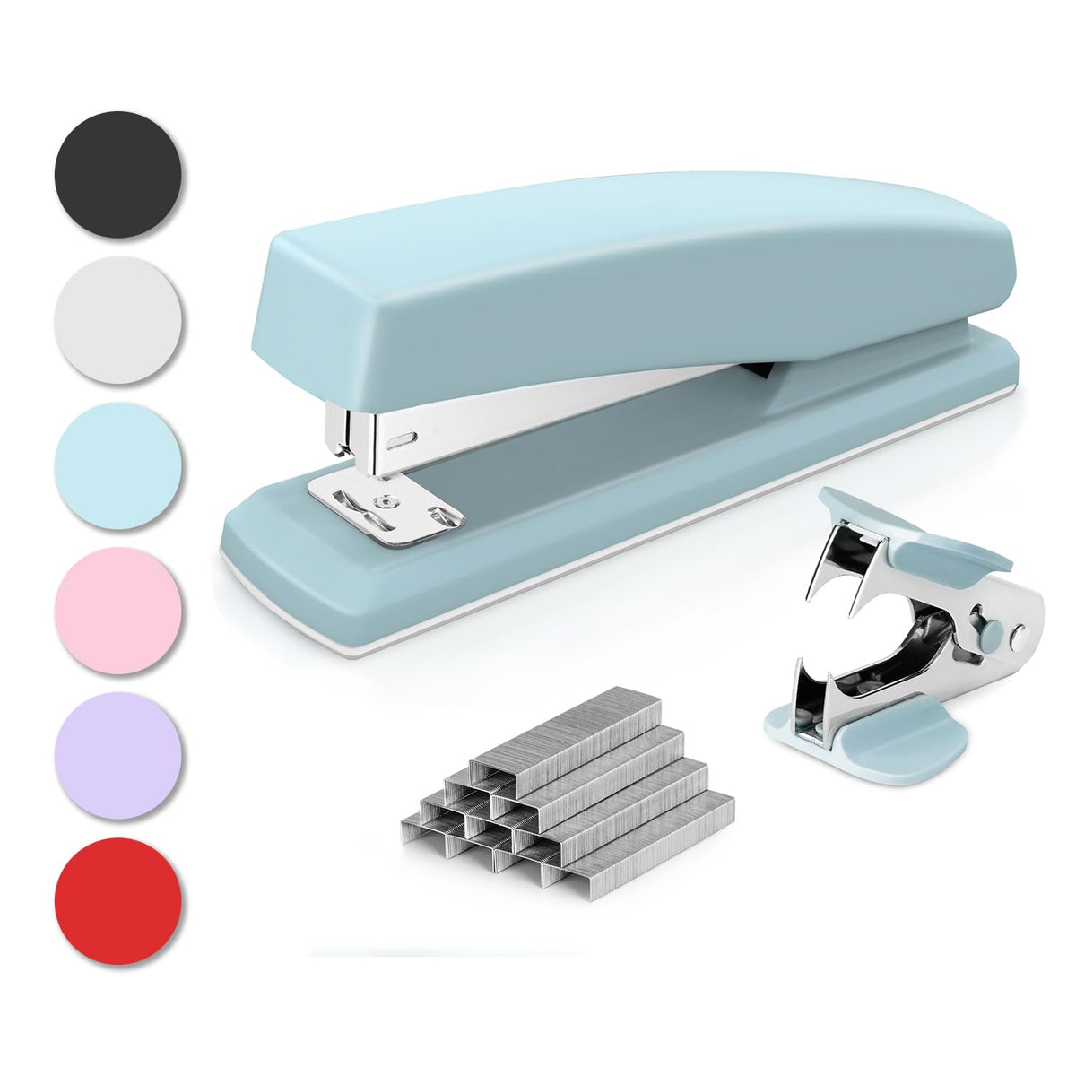 Deli Stapler, 2000 Staples and 2 Staple Removers, 2 Pack, White