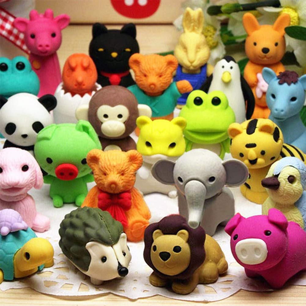 URSKYTOUS 60Pcs Animal Erasers Desk Pets for Kids,Classroom Prizes