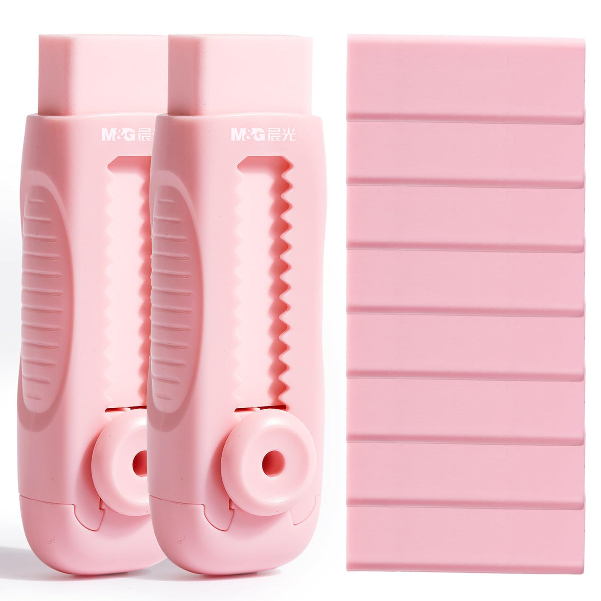 M&G 4 Pack Erasers Sliding Retractable Eraser, Soft White Color Cute Erasers Push Pull Eraser with Plastic Sleeve for Students Kids, School Office Home Supplies