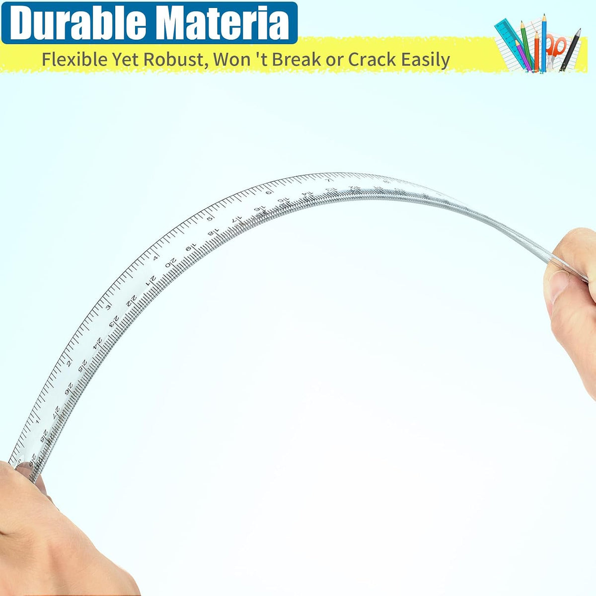 Ruler, 32 Pack 12 Inch Clear Plastic Rulers Bulk for Classroom