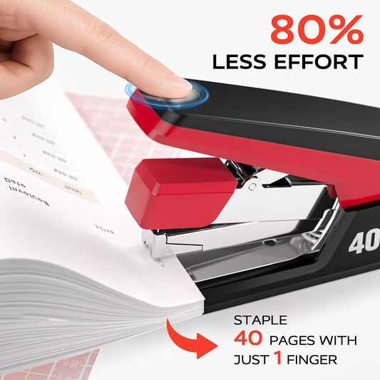 Marsrock Heavy Duty Stapler for Desk with 40-50 Sheet, 2000 Staples, Red
