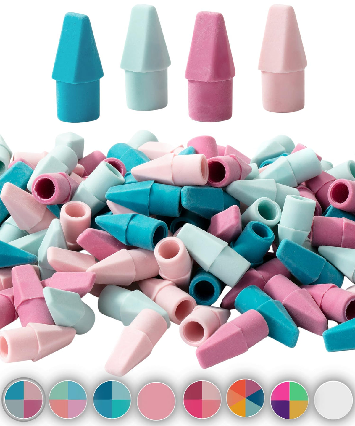 Mr. Pen- Pencil Erasers Toppers, 500 Pack, Vibrant Colors
