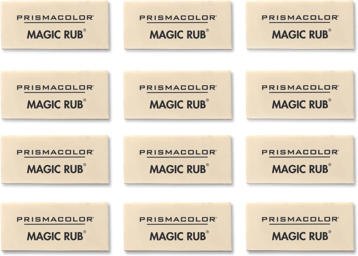 Prismacolor Premier Magic Rub Vinyl Erasers, 12 Count - For Drafting, Sketching, Fine Art, School Supplies