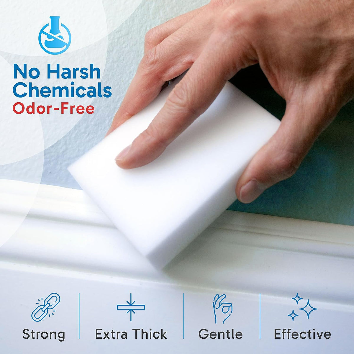 (20 Pack) Extra Large Eraser Sponge – Extra Thick, Long Lasting Magic Melamine Cleaning Sponges in Bulk – White Foam Pads for Walls, Kitchen, Bathroom, Floor & Baseboard Cleaner