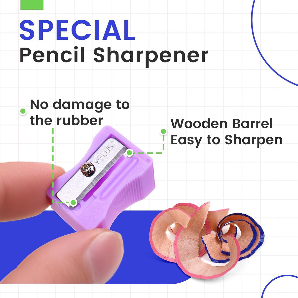 Eraser Pen with Sharpener, Fine Detail Erasing, Blue, 3 Pcs