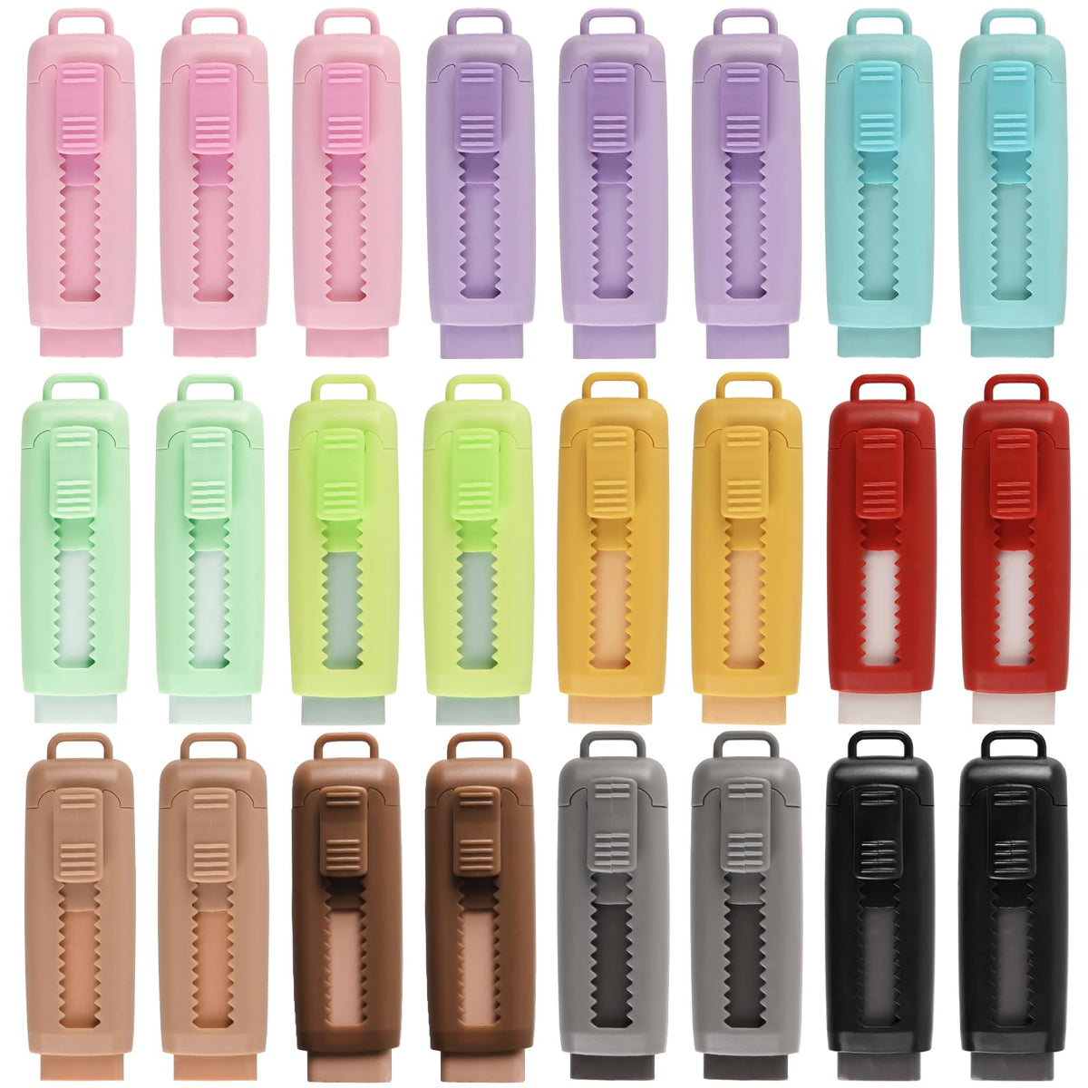 24 Pcs Cute Retractable Eraser for Pencils Cute School Supplies Kawaii Erasers for Kids Fun Cartoon Erasers Back to School Supplies Kid Party Favors Gift (Style 1)