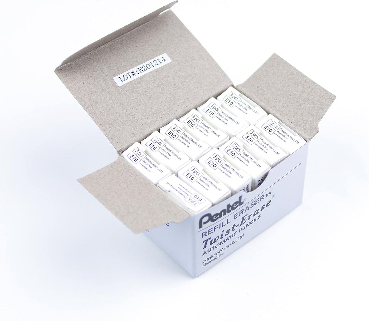Pentel Refill Erasers Twist-Erase Series Pencils - Pack of 36 (E10)