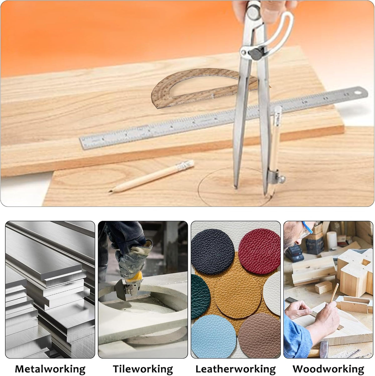 12 Inch Compass Geometry Tool with Protractor Ruler & Pencils