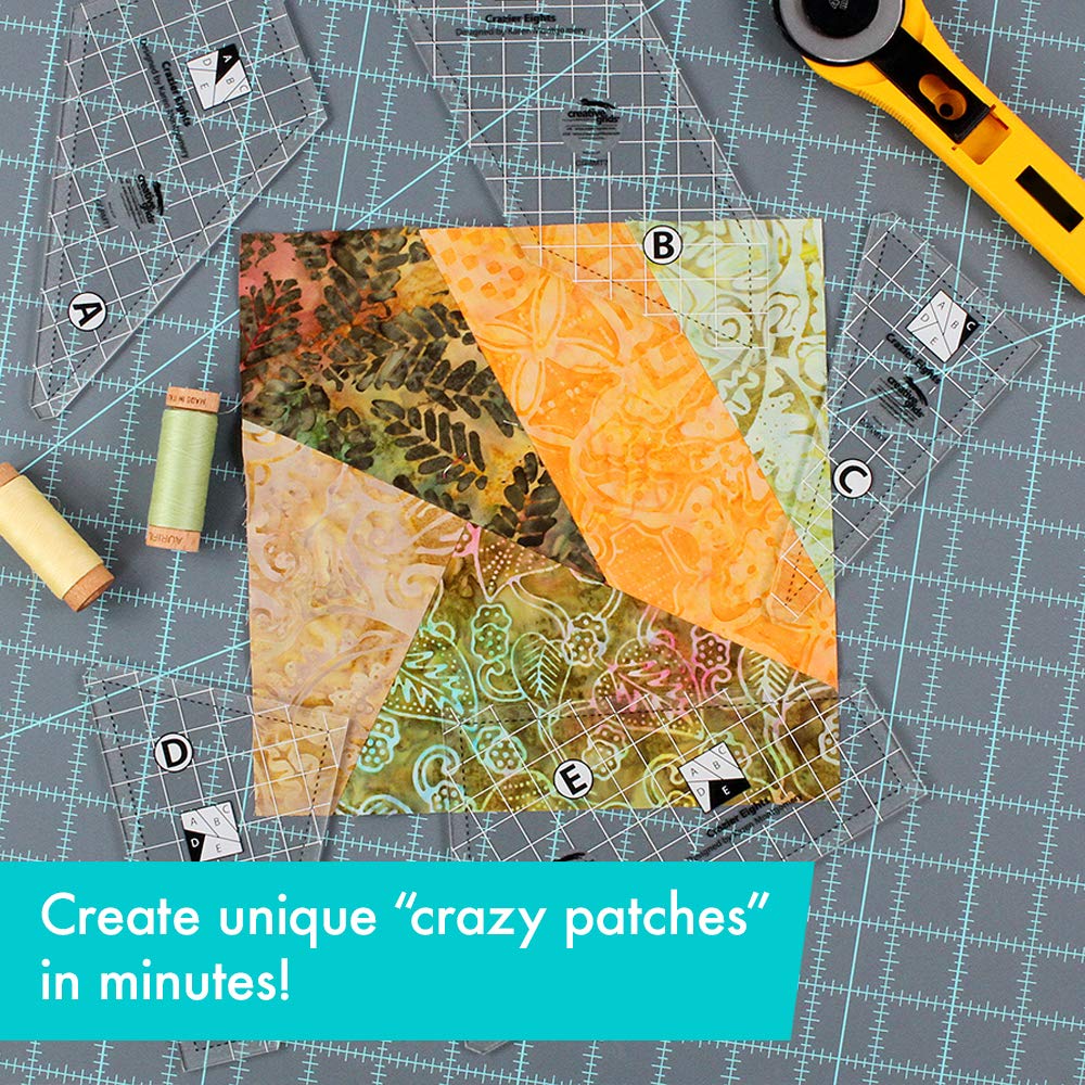 Creative Grids Crazier Eights Template and Quilt Ruler – CGRMT7 – Made in USA, 6in x 9in, Non-Slip Grip Acrylic Quilting, Sewing, Crafting, Patchwork Ruler & Template