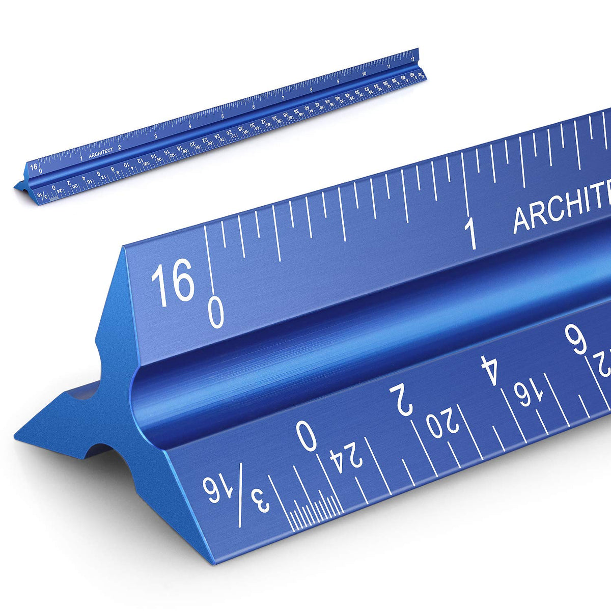 1 Pack 12" Architectural Scale Ruler Triangular Ruler, Color-Coded