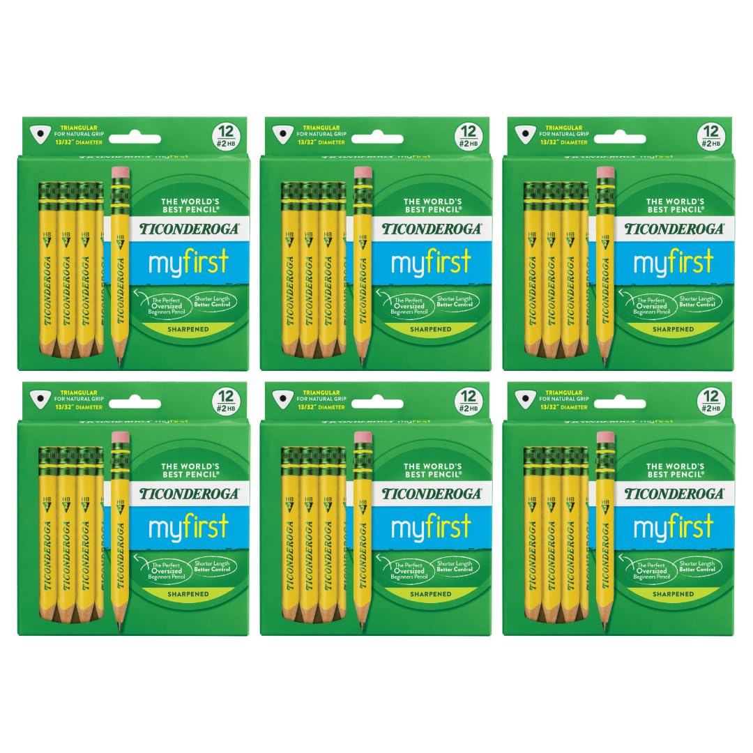 Ticonderoga My First Short Triangular Wood-Cased Pencils, #2 HB Soft