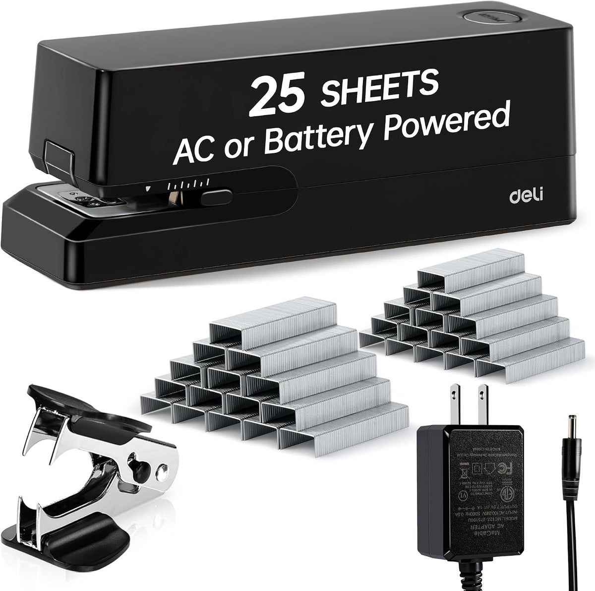 Deli Electric Stapler, Automatic Staplers for Desk, 25-Sheet Capacity