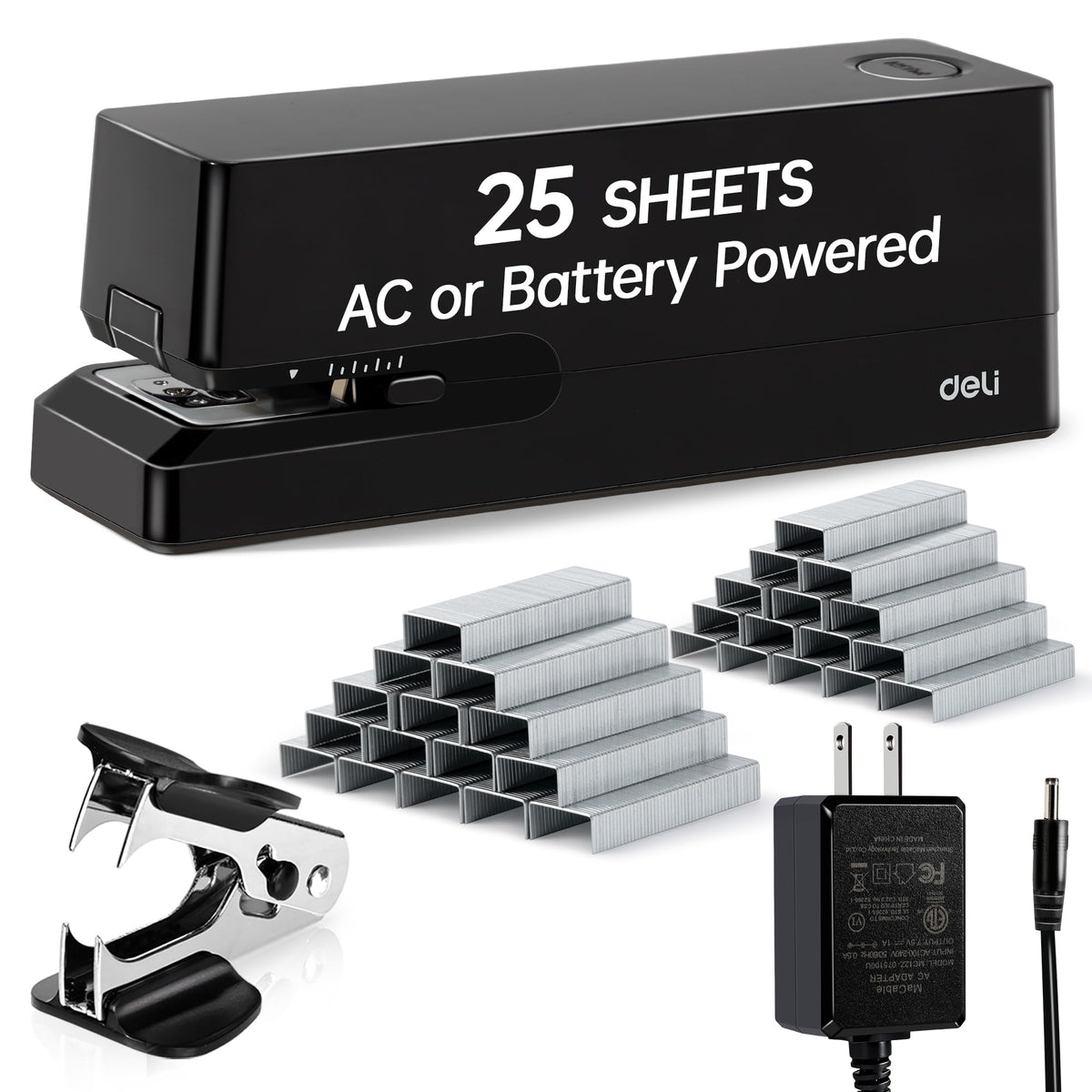 Deli Electric Stapler, Automatic Staplers for Desk, 25-Sheet Capacity