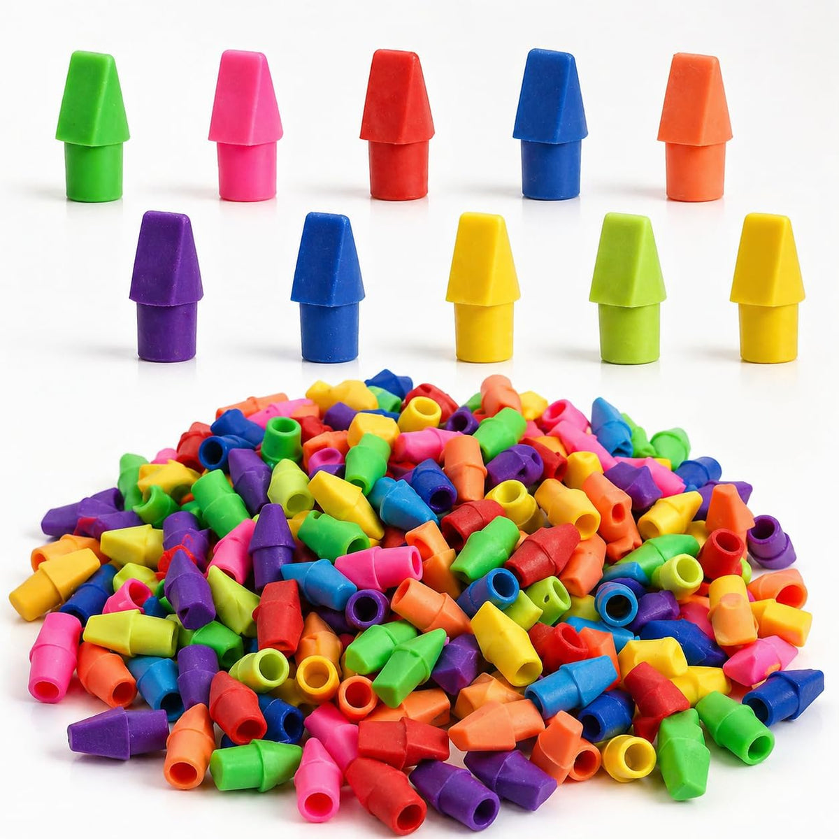 PRALB 1000PCS Pencil Top Eraser Bulk Caps for Pencils,Chisel Shape Erasers Toppers for Party Favors Games Prizes, Pencil Top Erasers Cap for Home School Classroom Office
