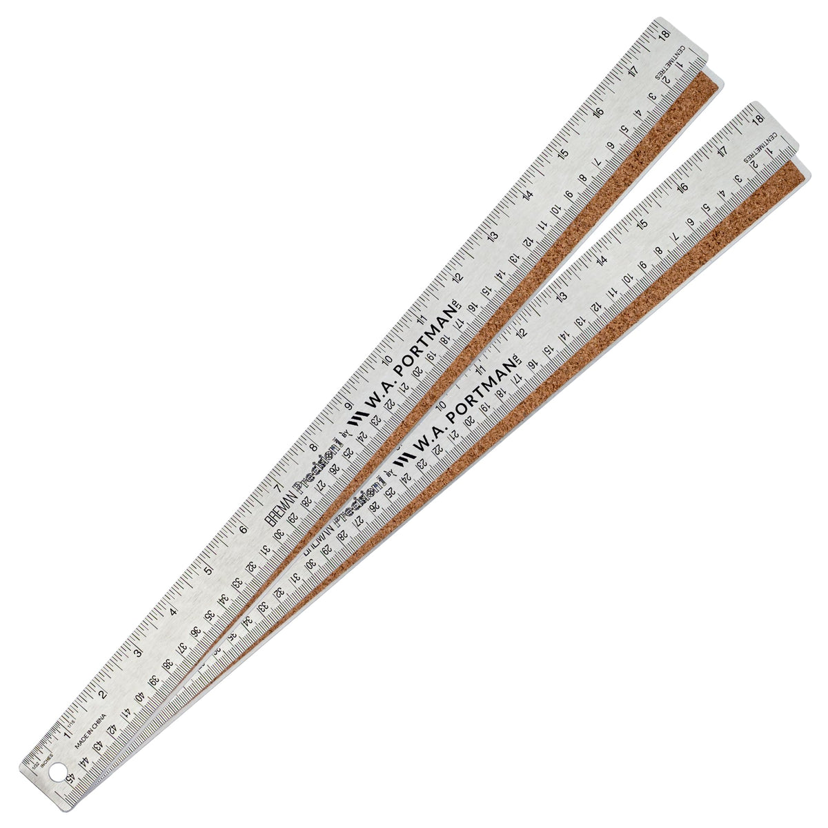 WA Portman Metal Ruler 12'', 10pc Corkback Stainless Steel, Metric Ruler