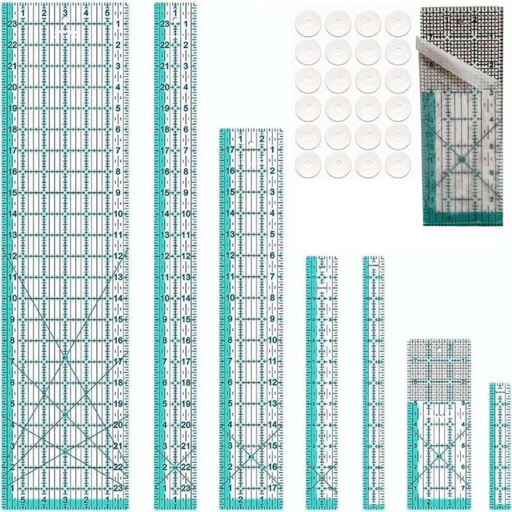 8 Quilting Square Rulers(2.5",3.5",4",5",6",8",9",10")(Red)