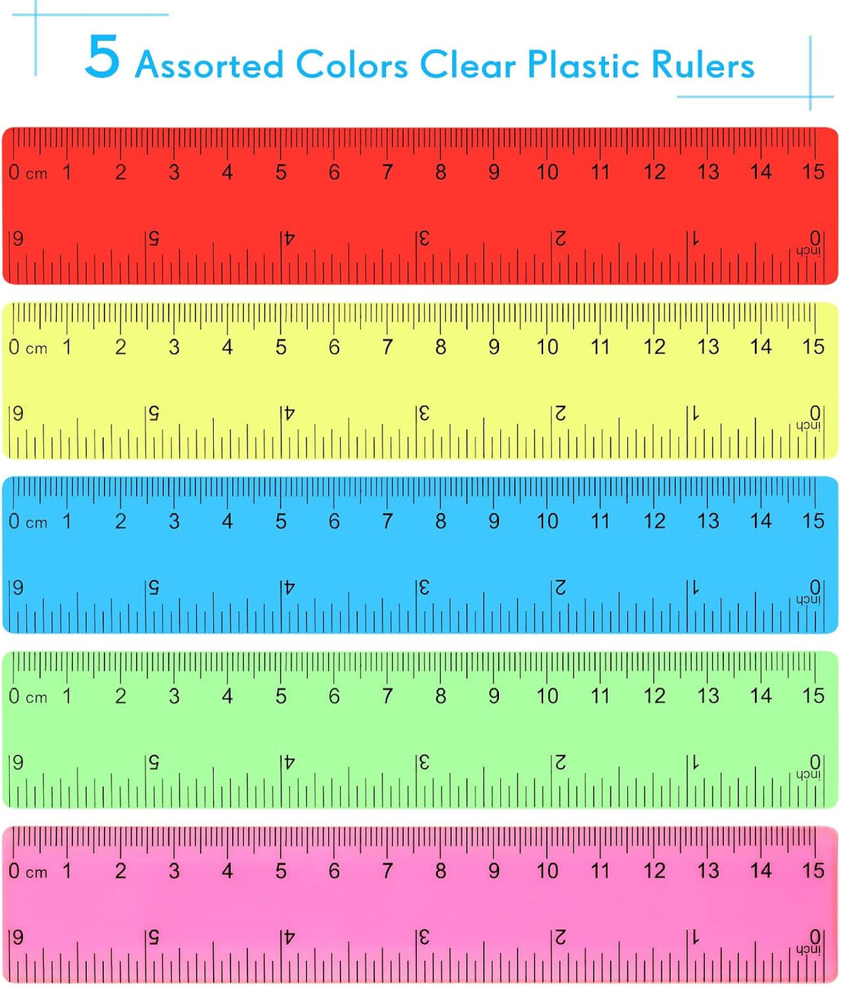 Zonon 50 Pcs 6''/12'' Plastic Rulers Bulk Flexible Straight