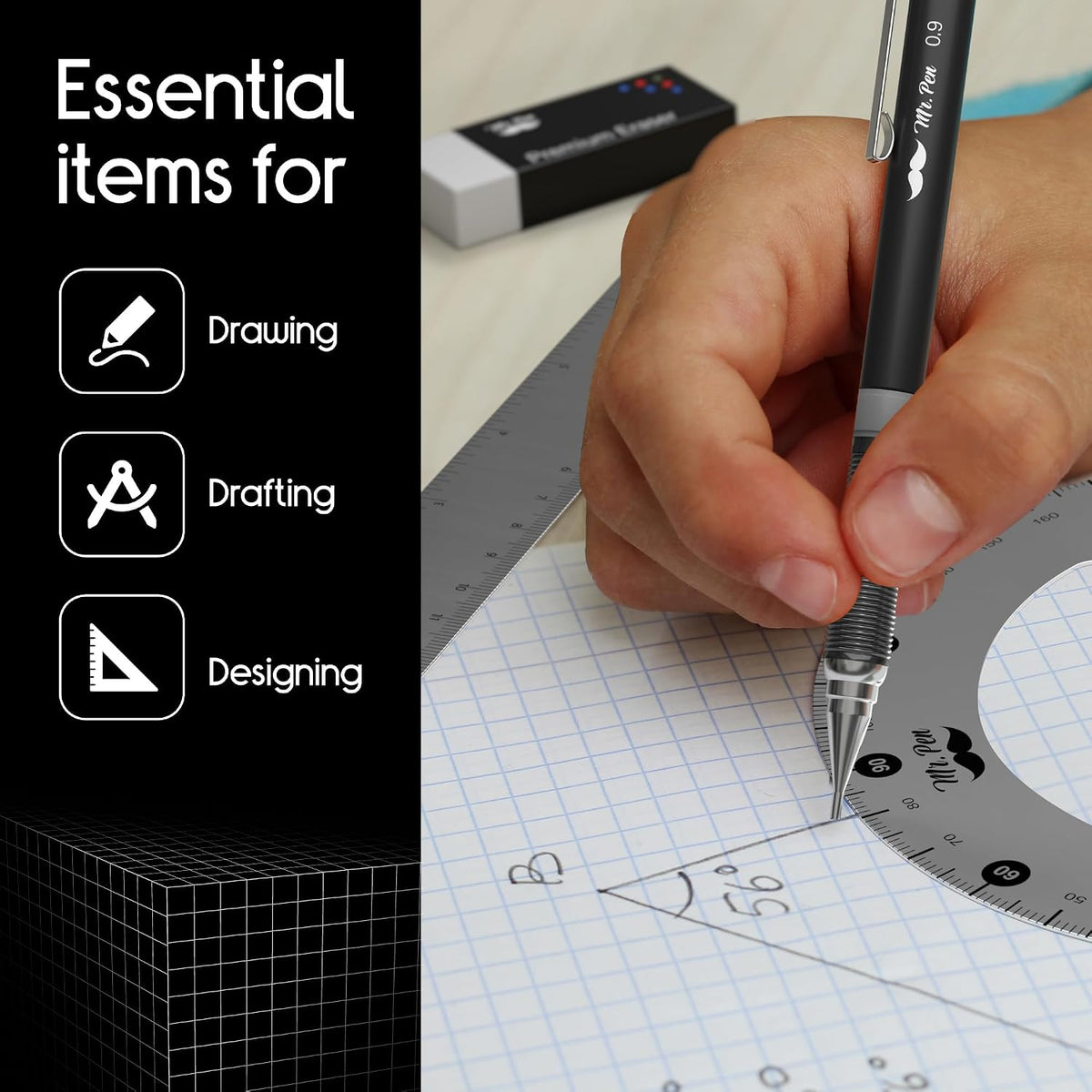 Mr. Pen- Professional Geometry Set, 17 pcs, Metal Compass