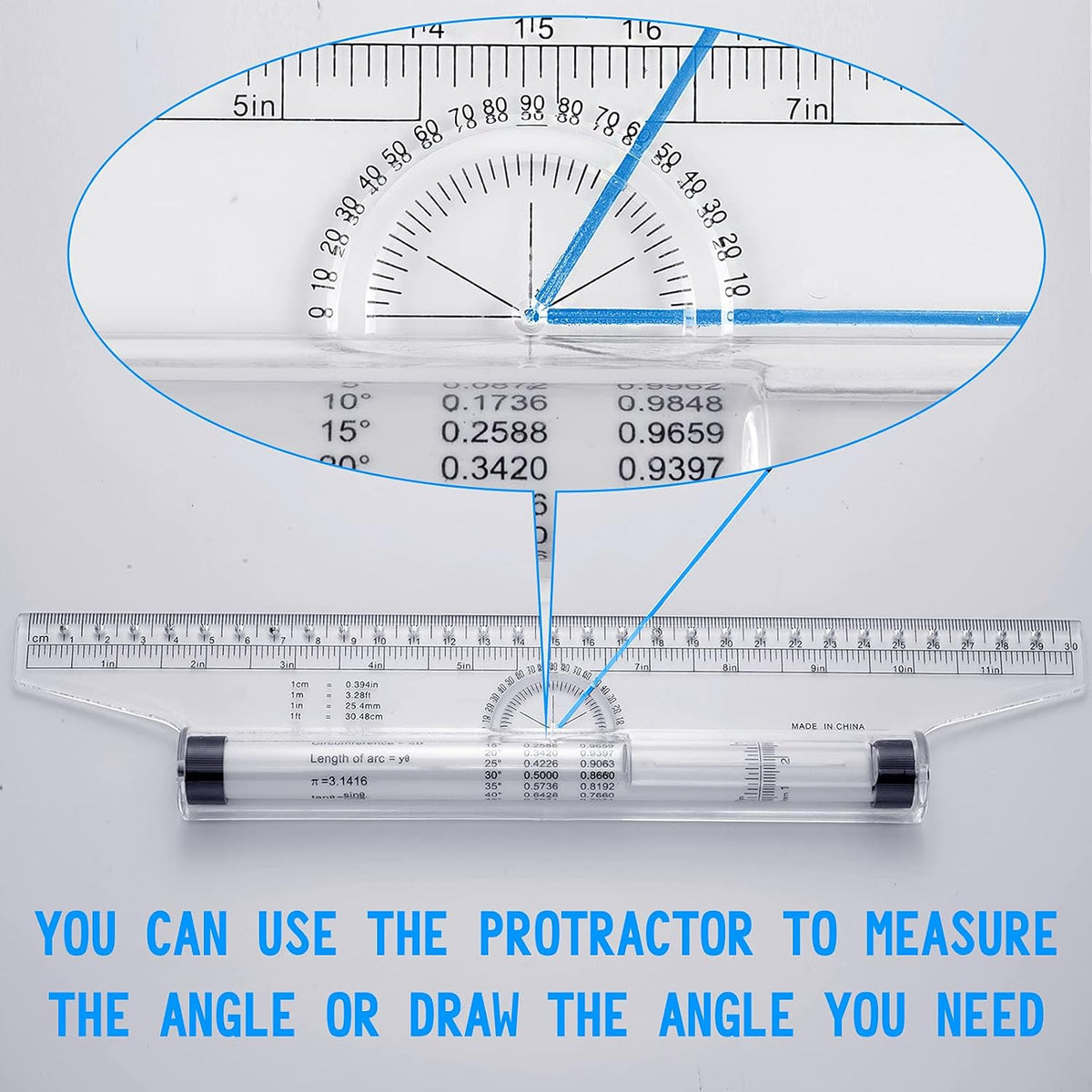 Frienda 2 Pieces Plastic Rolling Ruler Parallel Drafting,6 Inch, 12 Inch