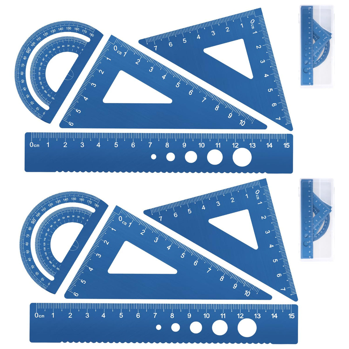 Honagu Aluminum Alloy Triangular Ruler Set, 8 Pieces/2 Sets, Modern Design, 12 Inches