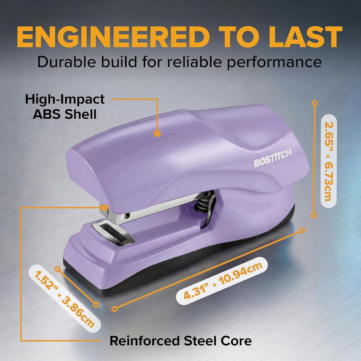 Bostitch Heavy Duty Stapler, 40 Sheet Capacity, No Jam, Purple
