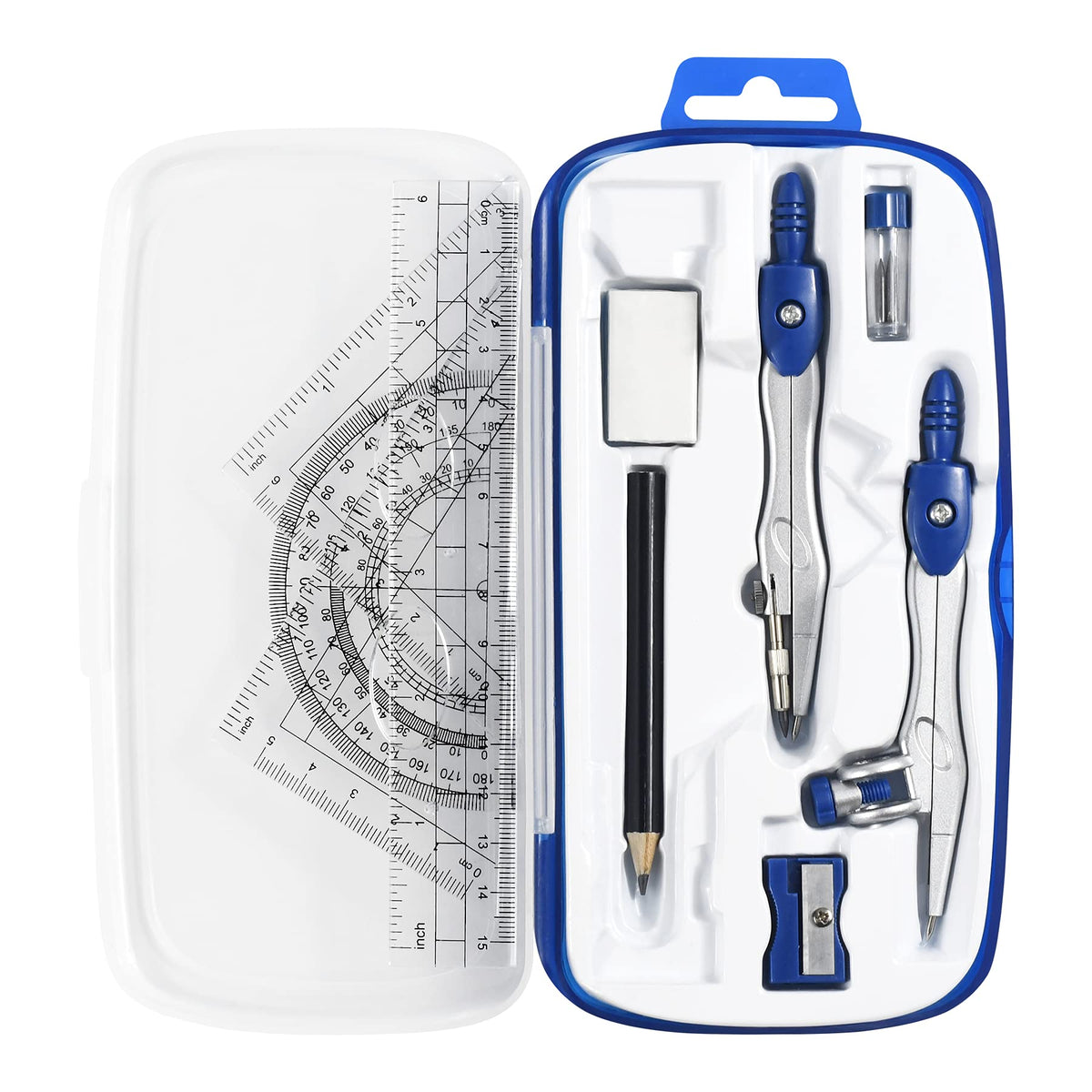 Unjoo Math Geometry Set 10 Pcs, Compass and Protractor for Students(Green)