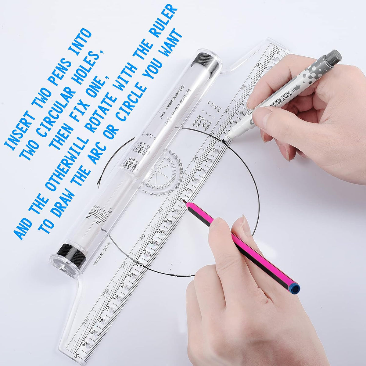 Frienda 2 Pieces Plastic Rolling Ruler Parallel Drafting,6 Inch, 12 Inch
