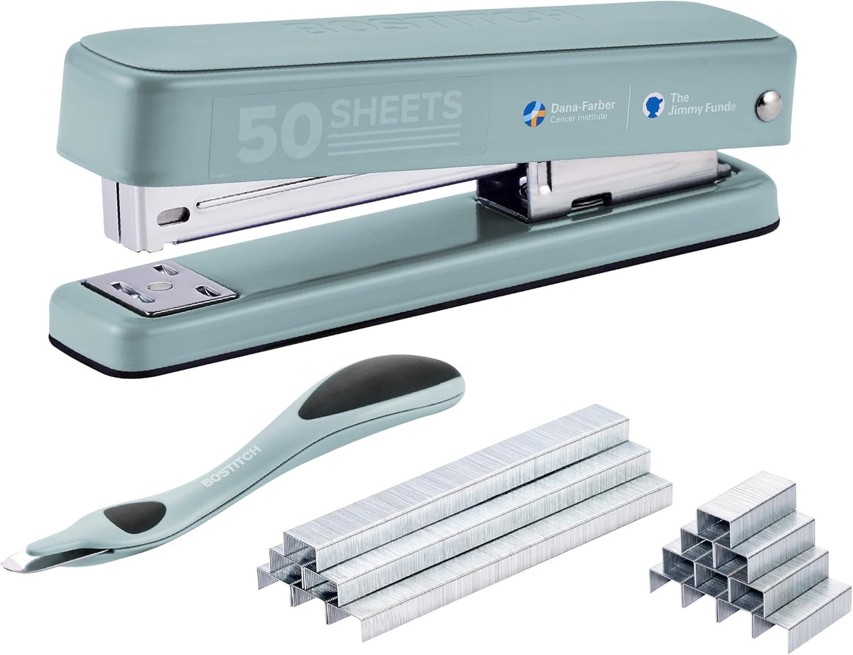 Bostitch Titan Heavy Duty Metal Stapler, 50 Sheet Capacity with 1250 Staples and Ergonomic Staple Remover, Jam Free Stapling, Full Strip Stapler for Desk, Office and Classroom, Sage