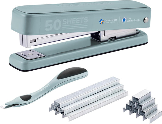Bostitch Titan Heavy Duty Metal Stapler, 50 Sheet Capacity with 1250 Staples and Ergonomic Staple Remover, Jam Free Stapling, Full Strip Stapler for Desk, Office and Classroom, Sage