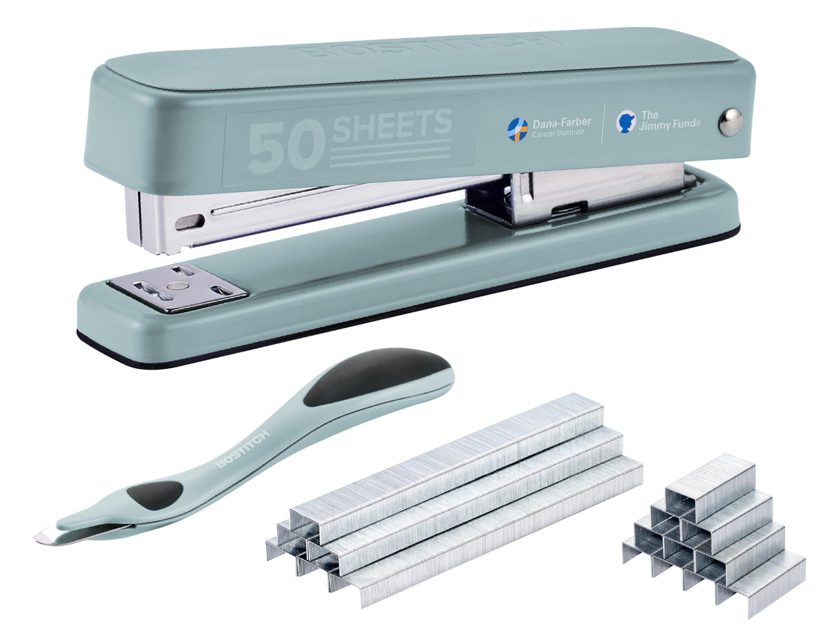 Bostitch Titan Heavy Duty Metal Stapler, 50 Sheet Capacity with 1250 Staples and Ergonomic Staple Remover, Jam Free Stapling, Full Strip Stapler for Desk, Office and Classroom, Purple