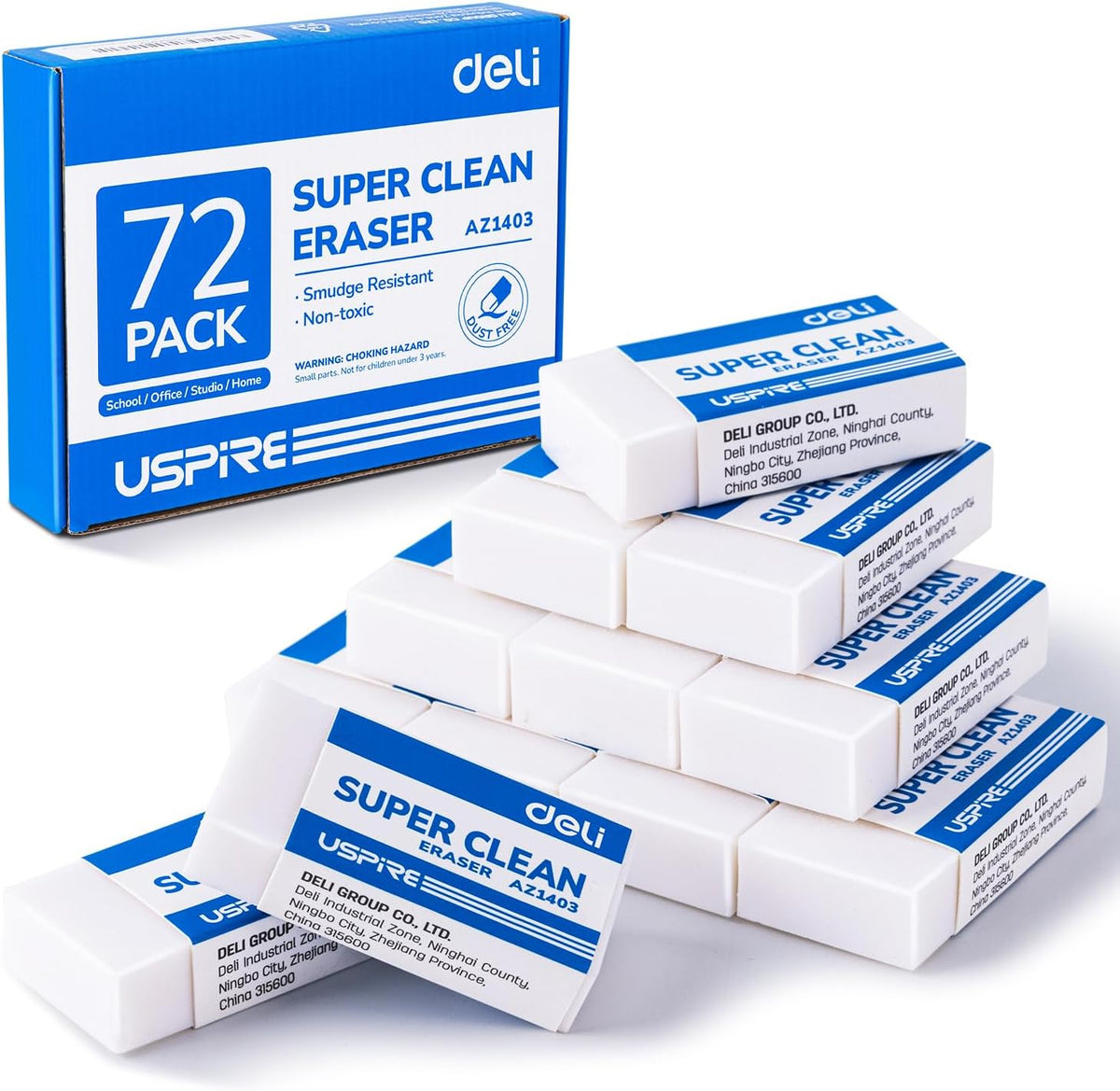 Deli Pencil Erasers, Pencil Eraser, 72 Pack