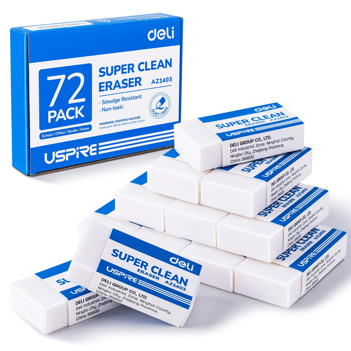 Deli Pencil Erasers, Pencil Eraser, 72 Pack