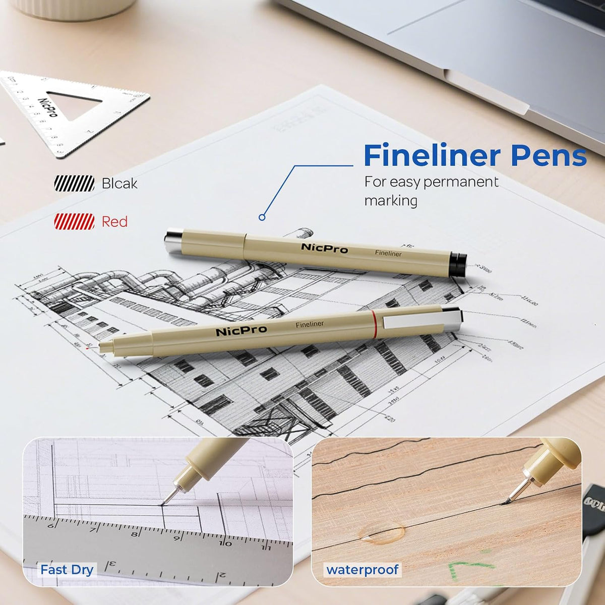 Nicpro 30PCS Professional Drafting Tools & Geometry Set with Case
