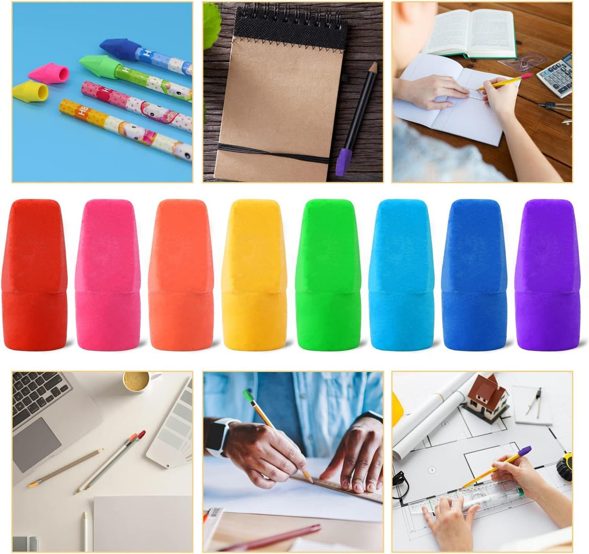PRALB- 400 Pack Pencil Top Erasers, Latex-Free, Caps for Pencils