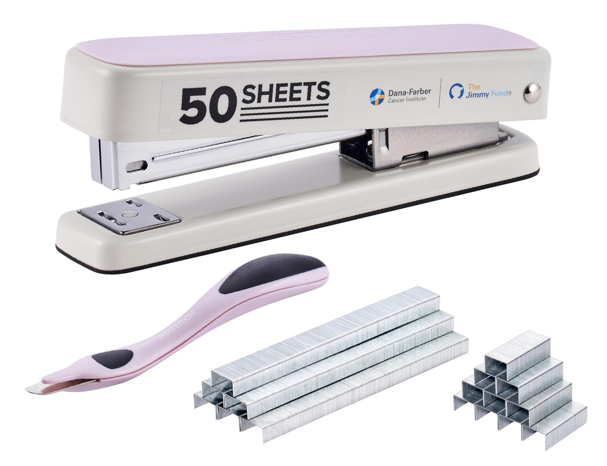 Bostitch Titan Heavy Duty Metal Stapler, 50 Sheet Capacity with 1250 Staples and Ergonomic Staple Remover, Jam Free Stapling, Full Strip Stapler for Desk, Office and Classroom, Silver
