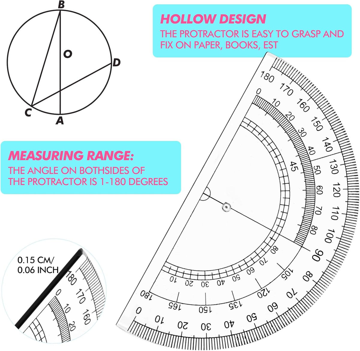 Zonon 36 Sets Math Geometry Kit, 10 Pcs Compass Rulers Protractor School