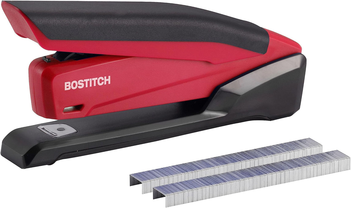 Bostitch Office Executive 3 in 1 Stapler, One Finger, 20 Sheet, Red