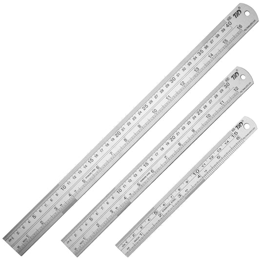 ZZTX Metal Ruler 6 Inch 12 Inch 16 Inch Stainless Steel 3 Pack